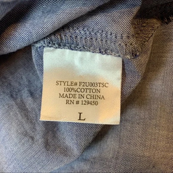 Como Vintage Chambray Floral Work Shirt L - Picture 7 of 9